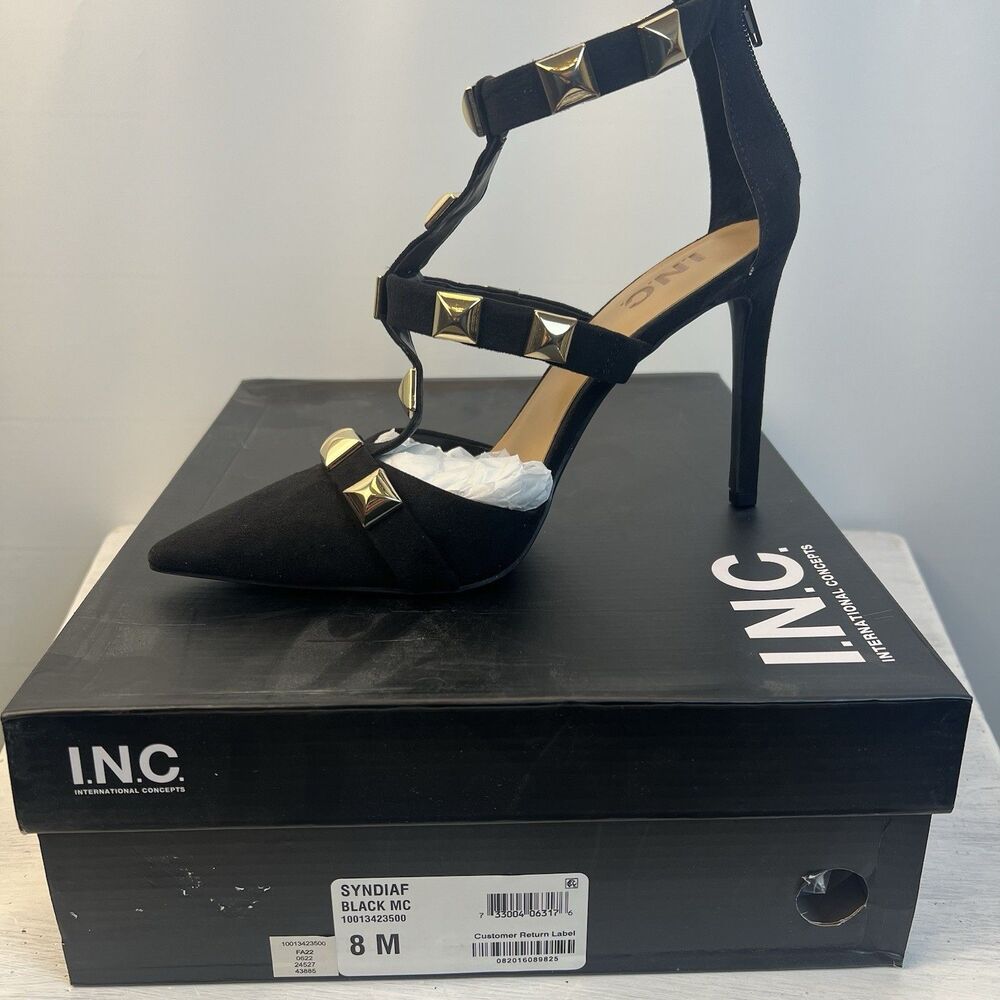 I.N.C. International Concepts “Syndiaf” Studded Heels – Women’s 8M – Black